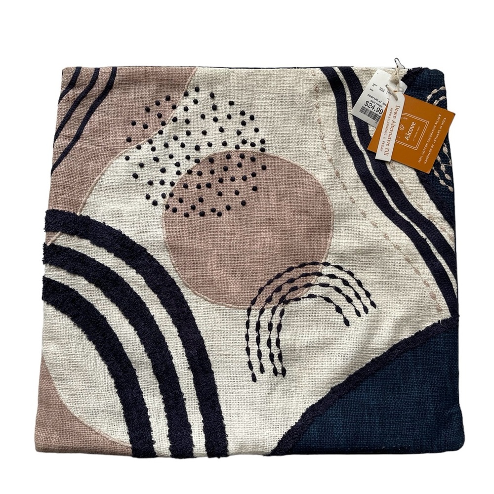 Alcove By Indigo Home Pillow Cover Mid Century Modern 19 X 19 Navy Blue New